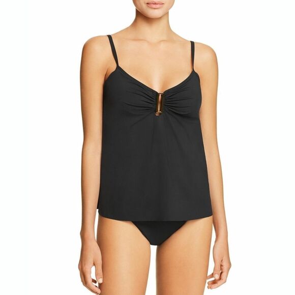 New! AMORESSA MIRACLESUIT Eclipse Aries Black Tankini Women's Swim Top V-neck - Picture 3 of 8